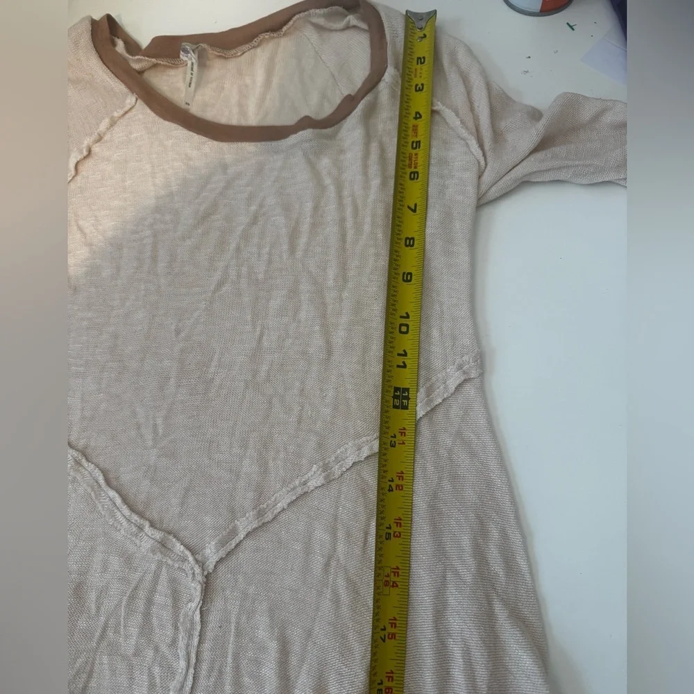 Intimately Free People Women's M Top Weekends Layering Gauzy Tee Beige EUC